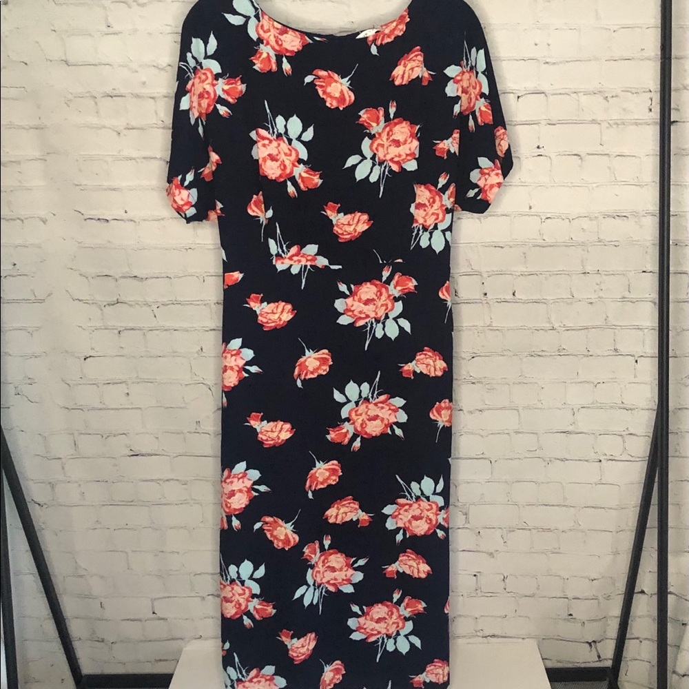 ModCloth. Navy Floral Dress with Pockets size:L
